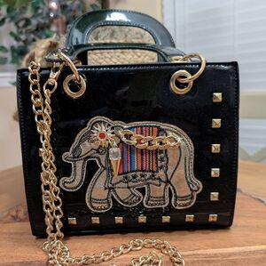 Faux Patent Leather Elephant Handbag